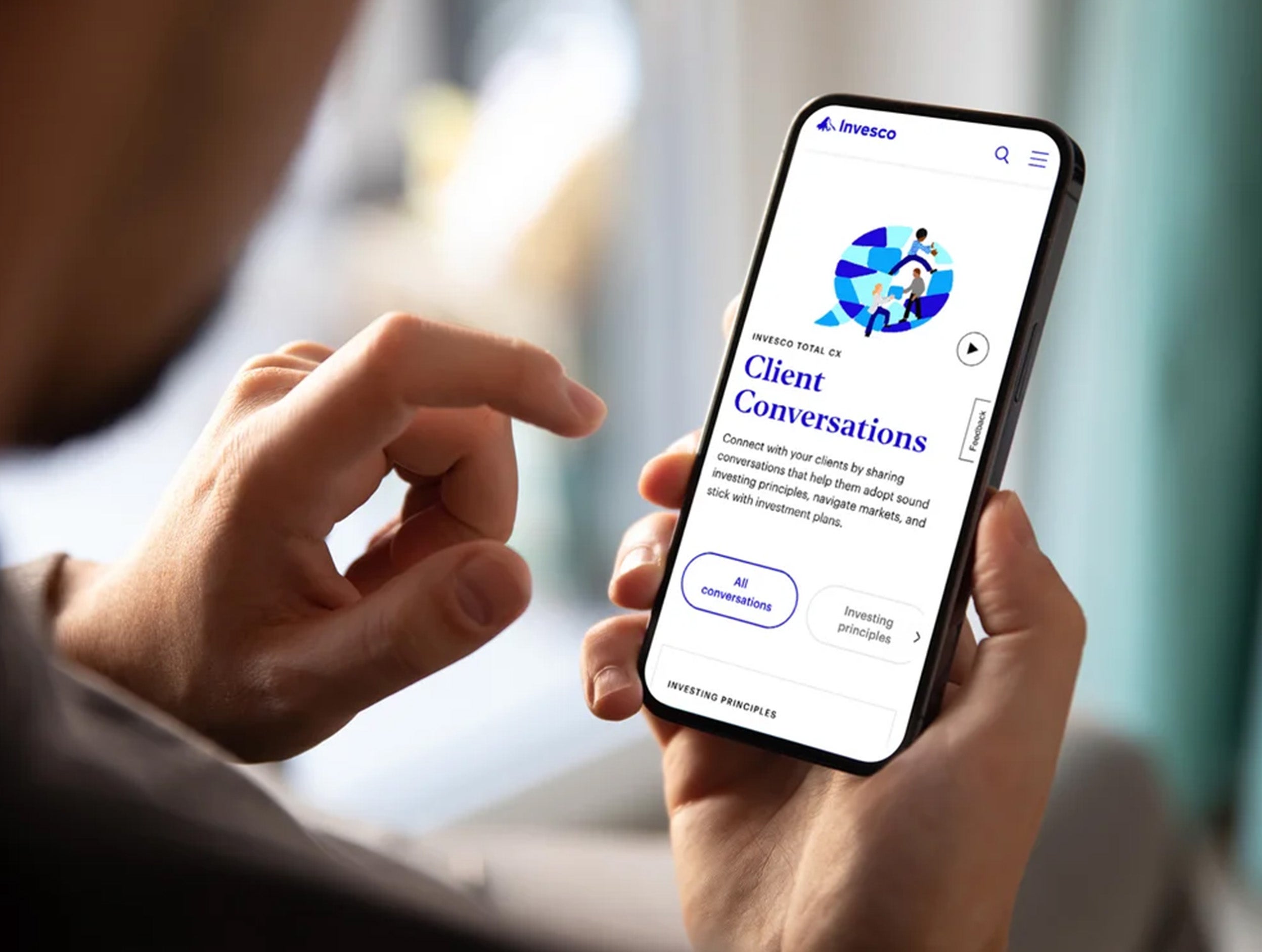 Client conversations on phone screen