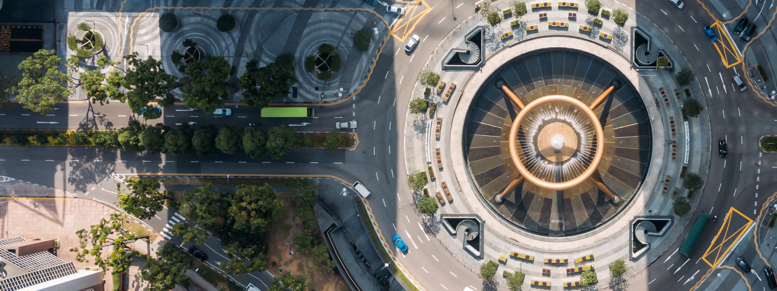 Birds eye view round-about 