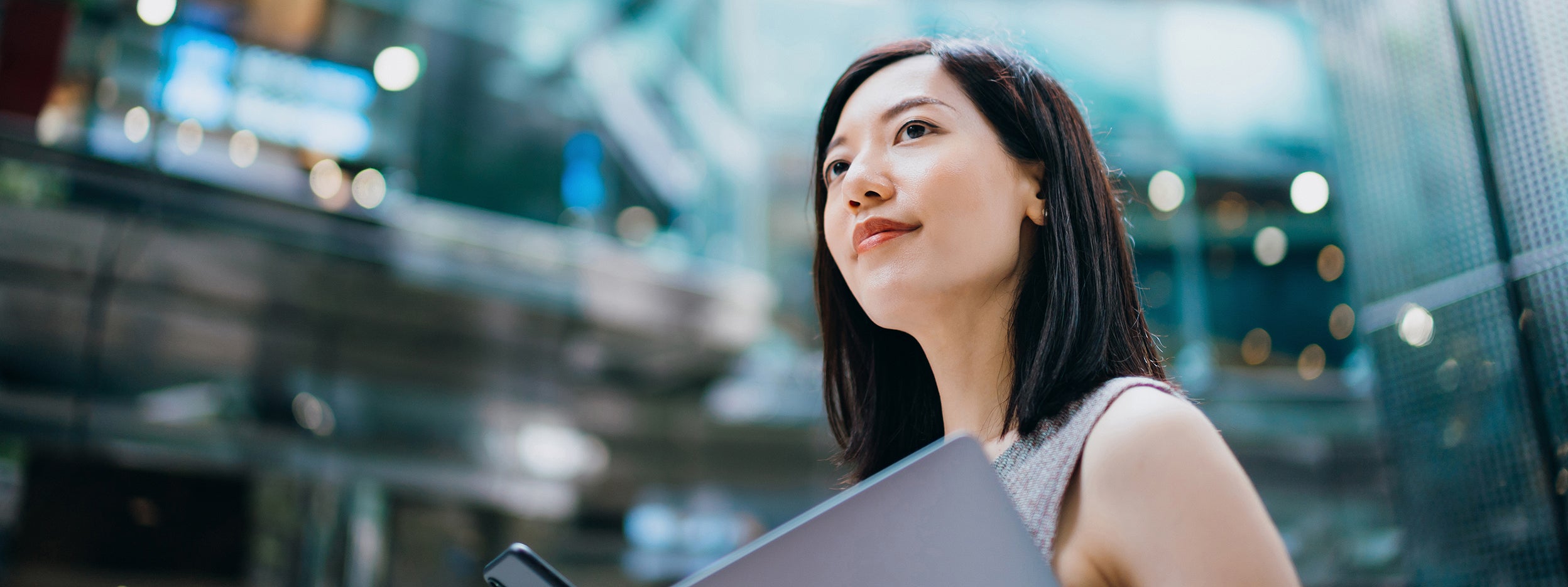 Woman looking around