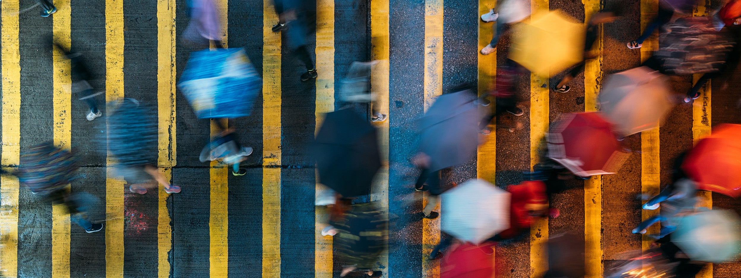 Aerial view of people walking 