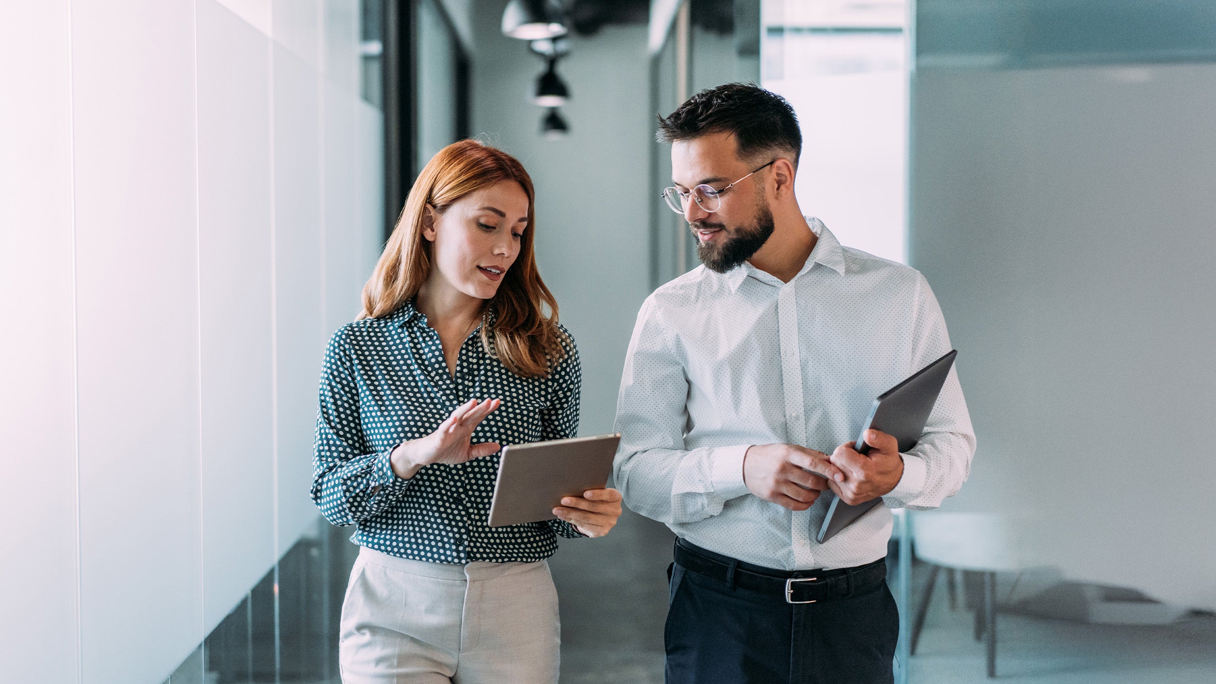 Man and woman talking