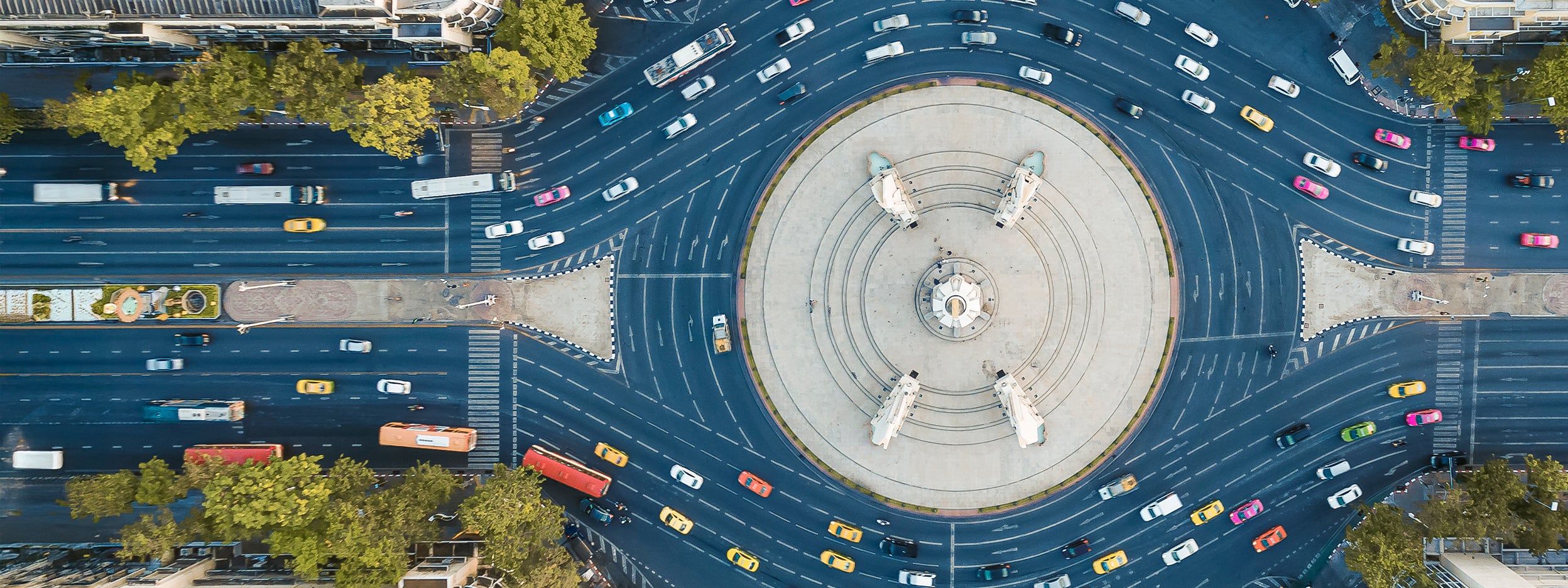 Aerial view of roundabout