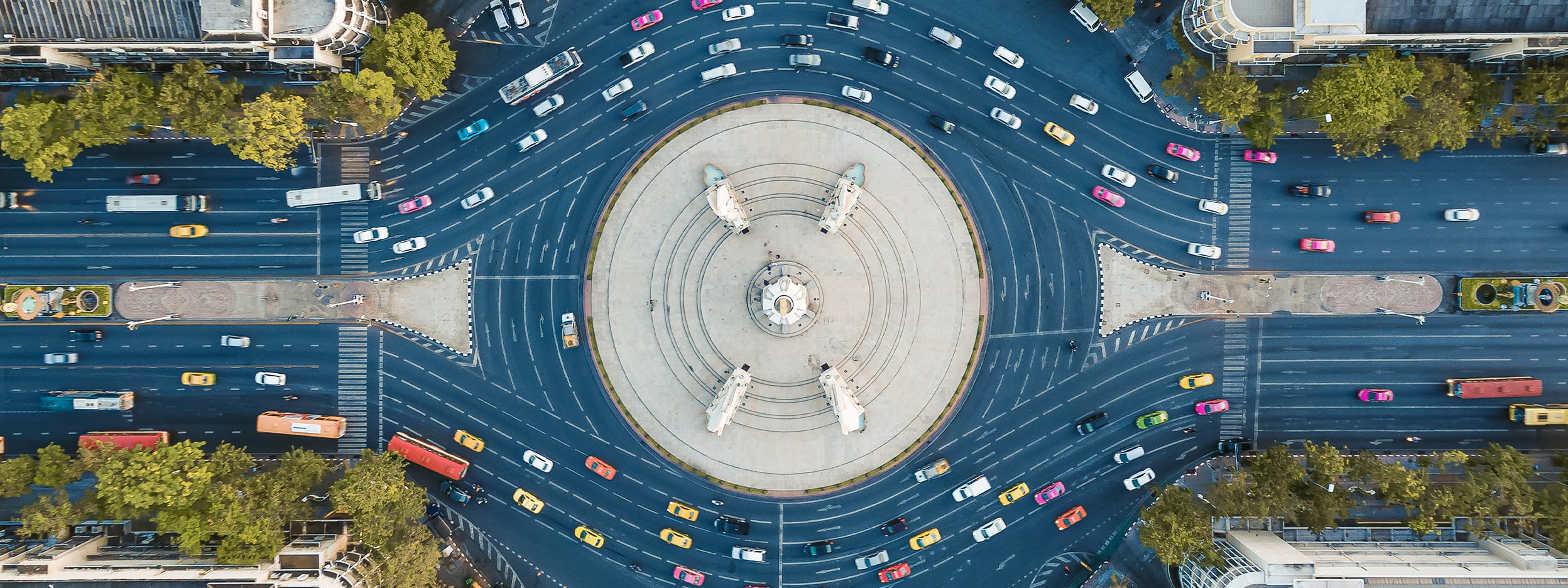 Aerial view of roundabout