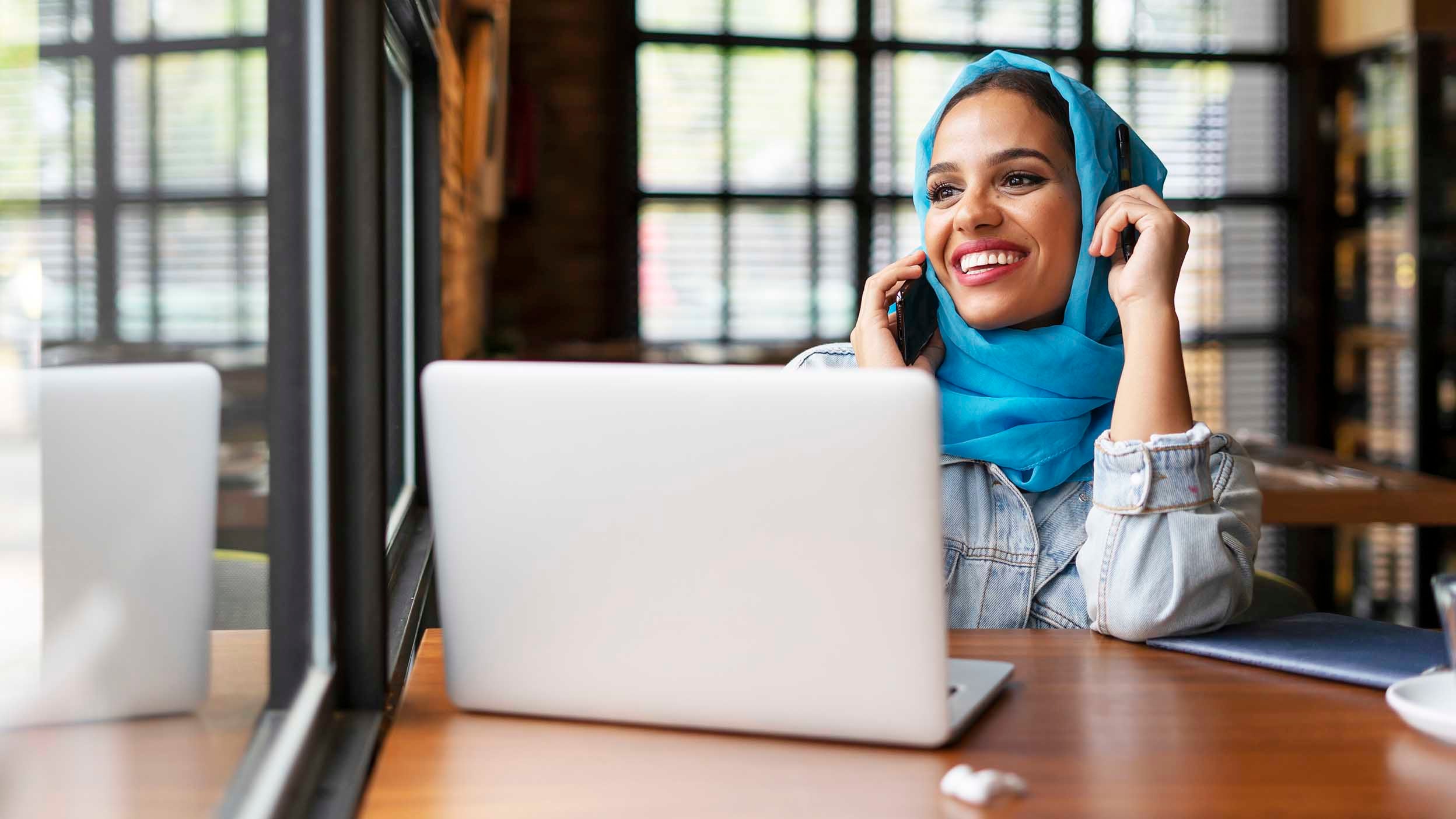 Woman talking on phone