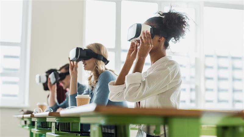 People using virtual reality sets