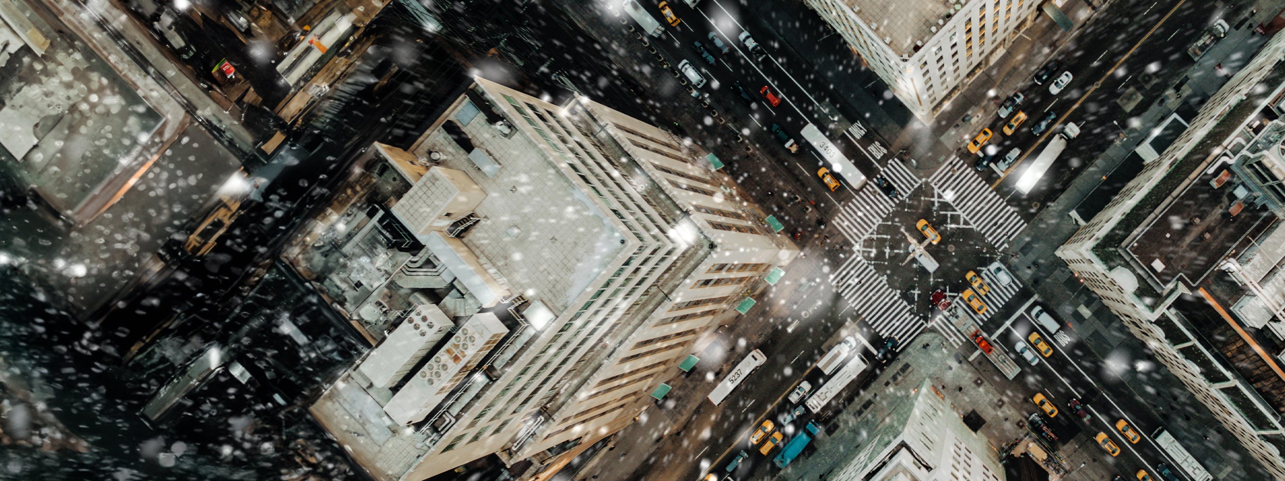 Aerieal view of New York skyscrapers in  winter
