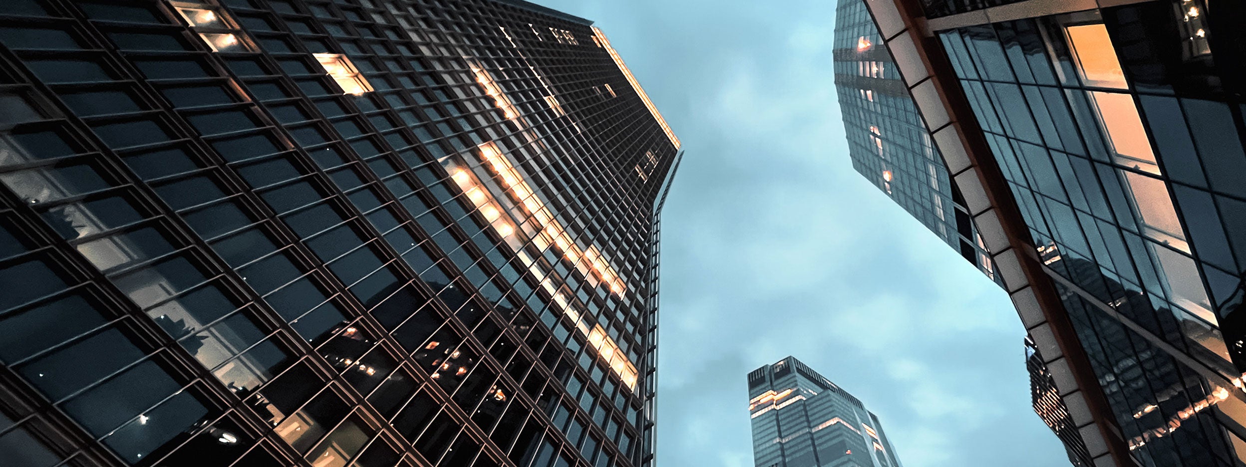View of high rise buildings from below